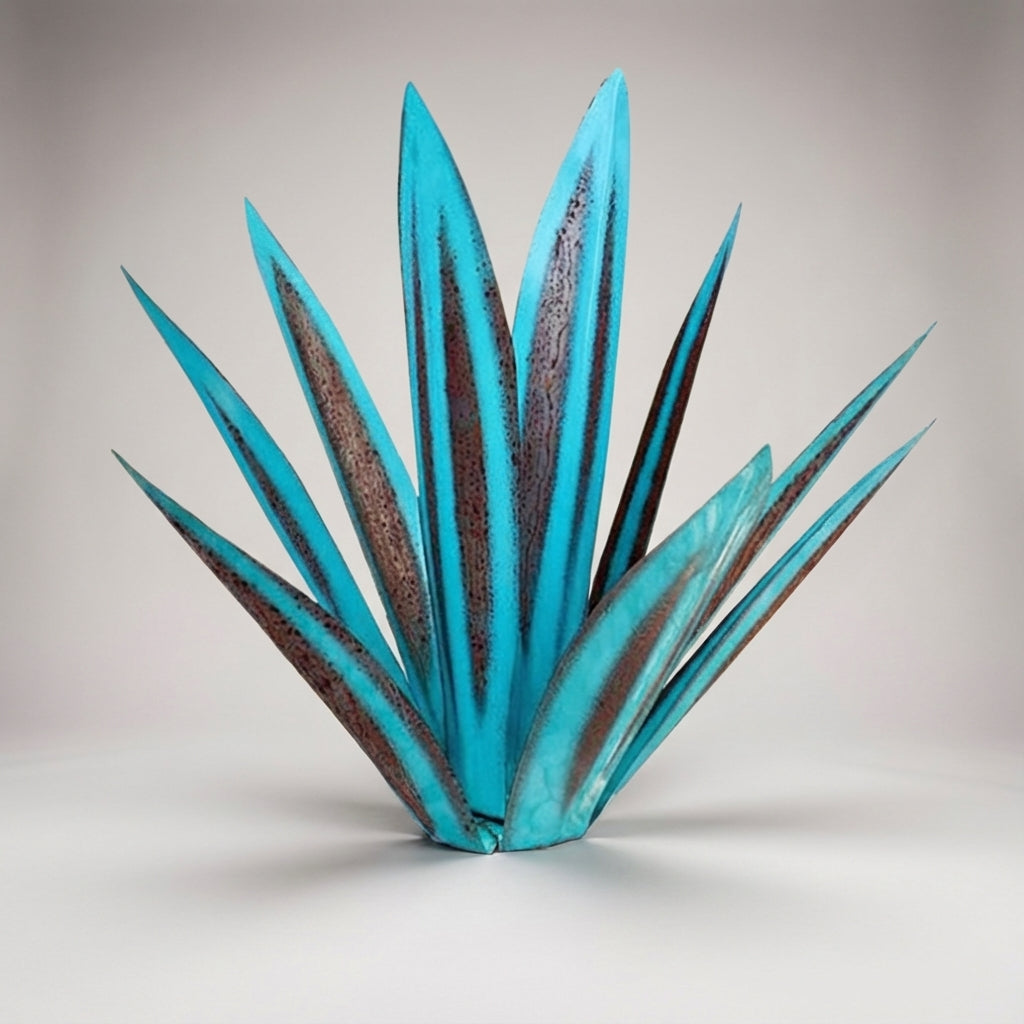Agavelle Handcrafted Metal Agave Garden Sculpture-Home & Garden > Decor > Garden Ornaments & Sculptures-Laren Fete-Blue-Small-Laren Fete