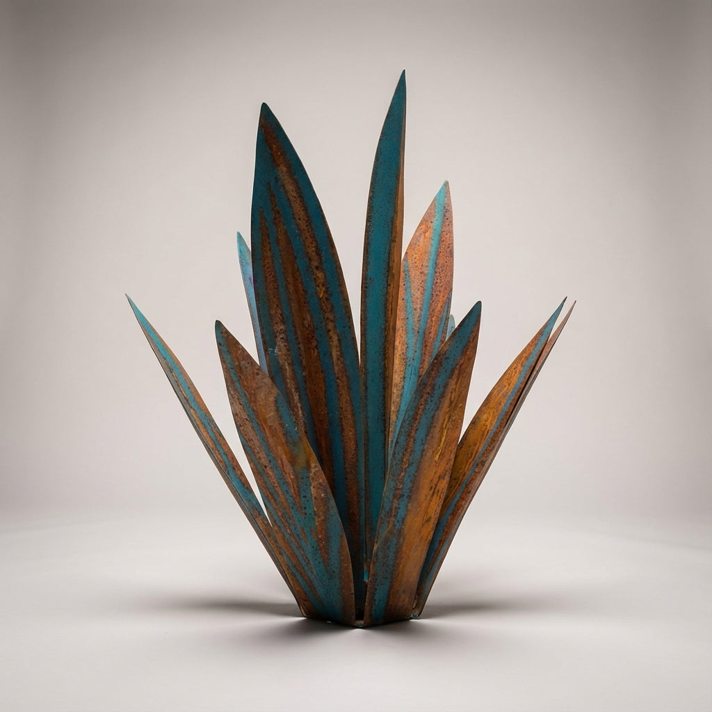 Agavelle Handcrafted Metal Agave Garden Sculpture-Home & Garden > Decor > Garden Ornaments & Sculptures-Laren Fete-Rust Blue-Small-Laren Fete