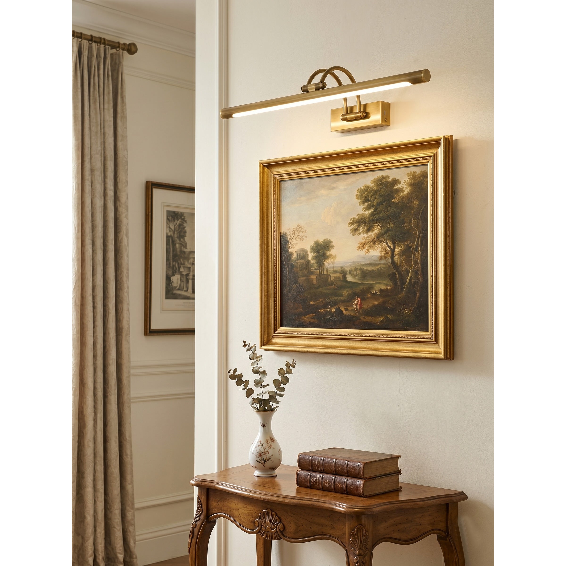 Alton Brass Picture Light-Home & Garden > Lighting > Picture Lights-Laren Fete-L 35cm x W 19cm / L 13.8″ x W 7.5″-Antique brass-Rechargeable + Remote control + Touch switch-Laren Fete