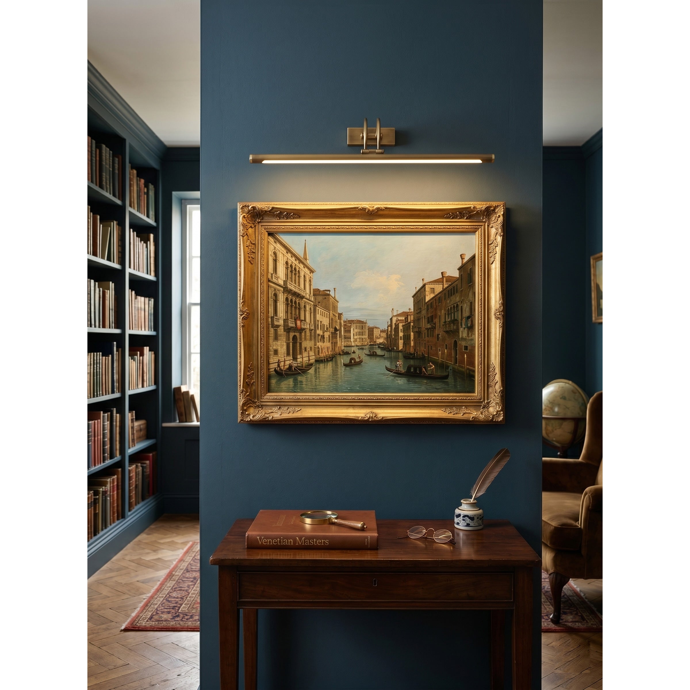 Alton Brass Picture Light-Home & Garden > Lighting > Picture Lights-Laren Fete-L 35cm x W 19cm / L 13.8″ x W 7.5″-Antique brass-Rechargeable + Remote control + Touch switch-Laren Fete