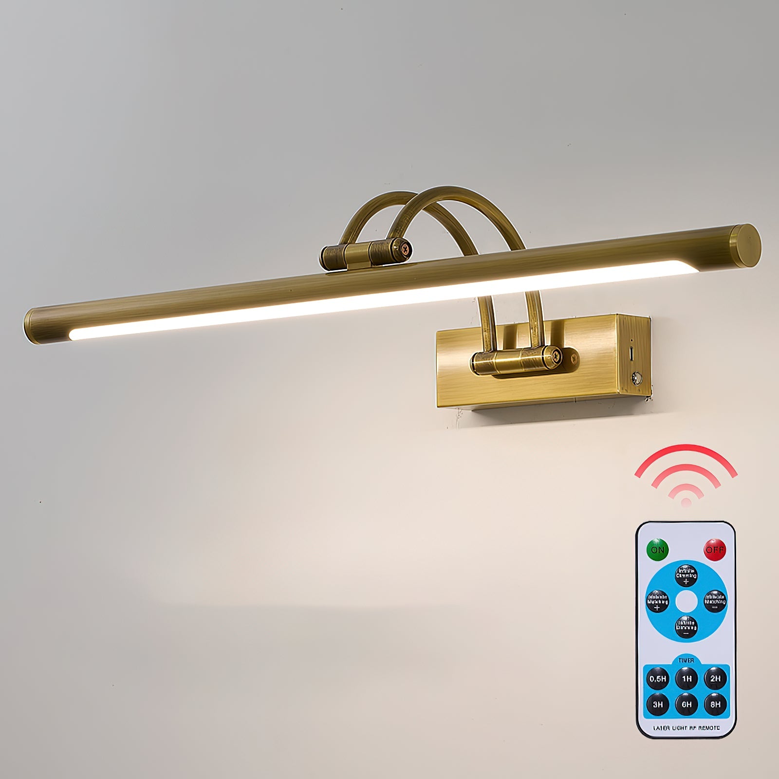 Alton Brass Picture Light-Home & Garden > Lighting > Picture Lights-Laren Fete-L 35cm x W 19cm / L 13.8″ x W 7.5″-Antique brass-Rechargeable + Remote control + Touch switch-Laren Fete