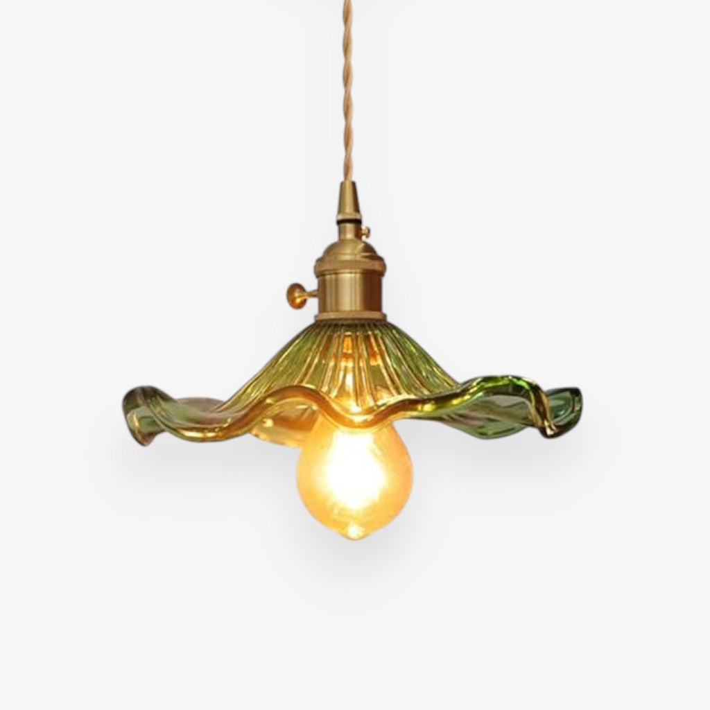 Amelia Pendant Light | Vintage Glass Floral Design, Adjustable Hanging Fixture 0