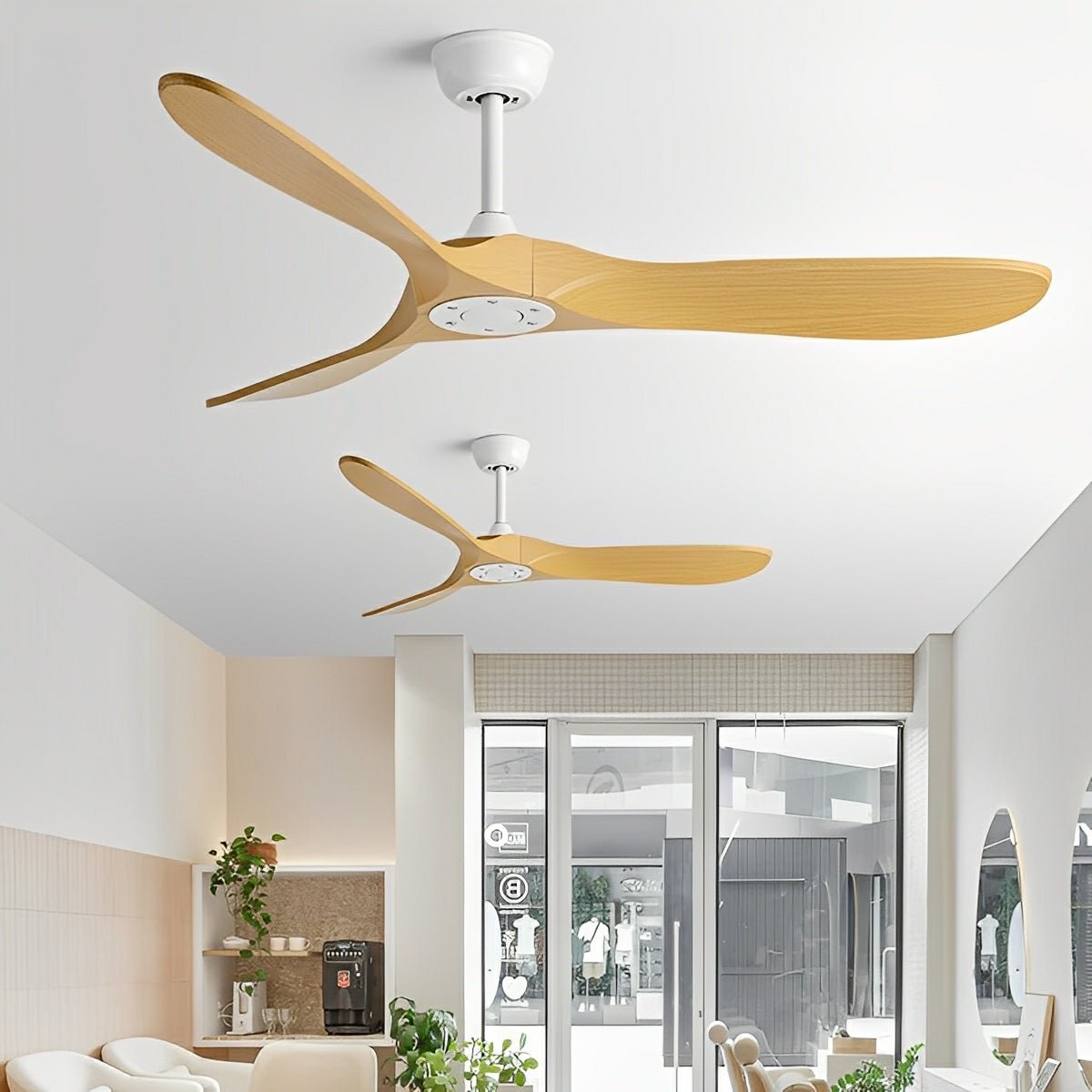 Arko Sculptural DC Ceiling Fan-Lighting > Ceiling lights > Ceiling Fans-Laren Fete-White Wood Tone Finish-42"-Laren Fete