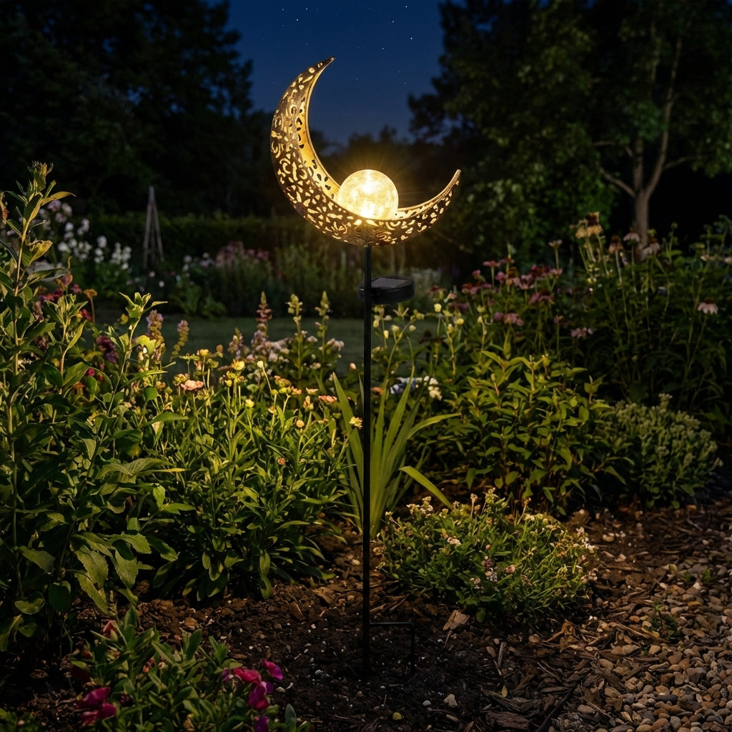 Aureaflare Solar Pattern Garden Stake Light-Home & Garden > Lighting > Outdoor Lighting > Path Lights-Laren Fete-Moon-Laren Fete