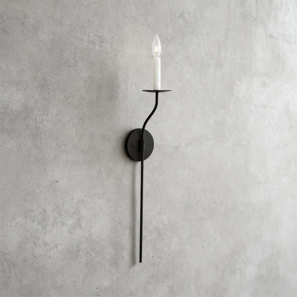 Avenli Candlestick Wall Sconce-Home & Garden > Lighting > Wall Lights & Sconces-Laren Fete-∅11.5cm × H73cm (∅4.5″ × H28.7″)-Black-Laren Fete