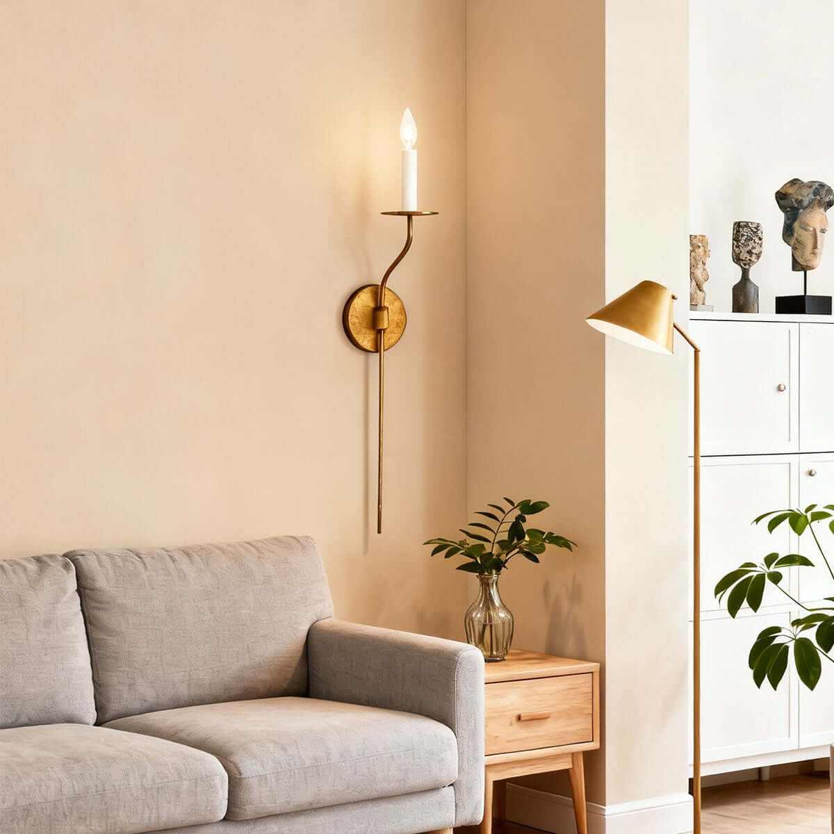 Avenli Candlestick Wall Sconce-Home & Garden > Lighting > Wall Lights & Sconces-Laren Fete-∅11.5cm × H73cm (∅4.5″ × H28.7″)-Black-Laren Fete