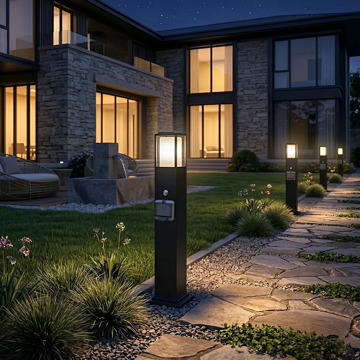 Axon Outdoor Pathway Light with Built-In Socket-Home & Garden > Lighting > Outdoor Lighting > Path Lights-Laren Fete-8-Pack-Laren Fete