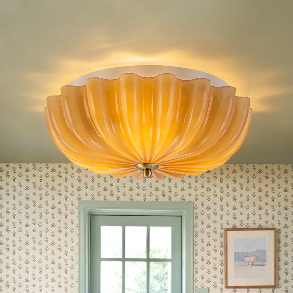 Bloom Pleated Glass Flush Mount-Home & Garden > Lighting > Ceiling Lights-Laren Fete-Brown-Laren Fete
