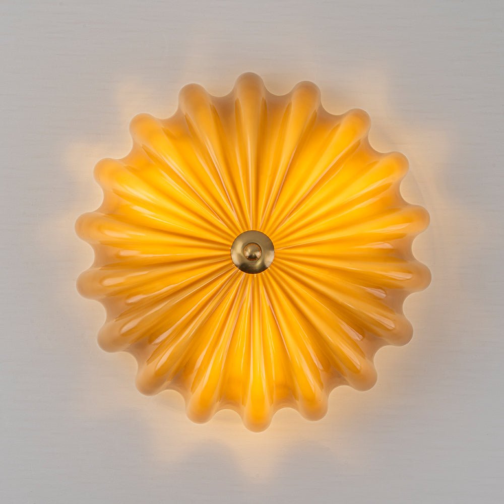 Bloom Pleated Glass Flush Mount-Home & Garden > Lighting > Ceiling Lights-Laren Fete-Pink-Laren Fete
