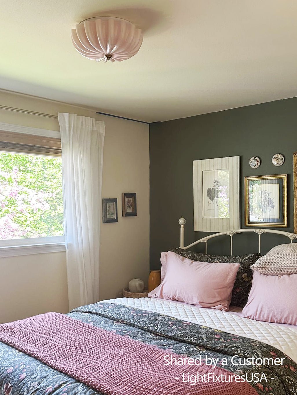 Bloom Pleated Glass Flush Mount-Home & Garden > Lighting > Ceiling Lights-Laren Fete-Pink-Laren Fete