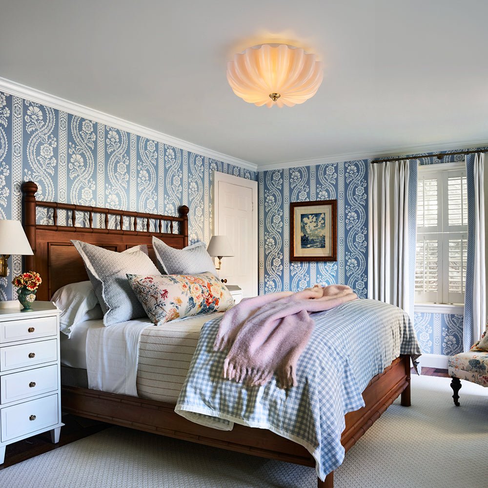 Bloom Pleated Glass Flush Mount-Home & Garden > Lighting > Ceiling Lights-Laren Fete-Pink-Laren Fete