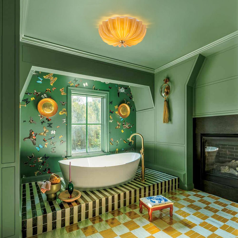 Bloom Pleated Glass Flush Mount-Home & Garden > Lighting > Ceiling Lights-Laren Fete-Pink-Laren Fete