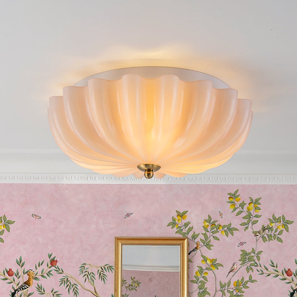 Bloom Pleated Glass Flush Mount-Home & Garden > Lighting > Ceiling Lights-Laren Fete-Pink-Laren Fete