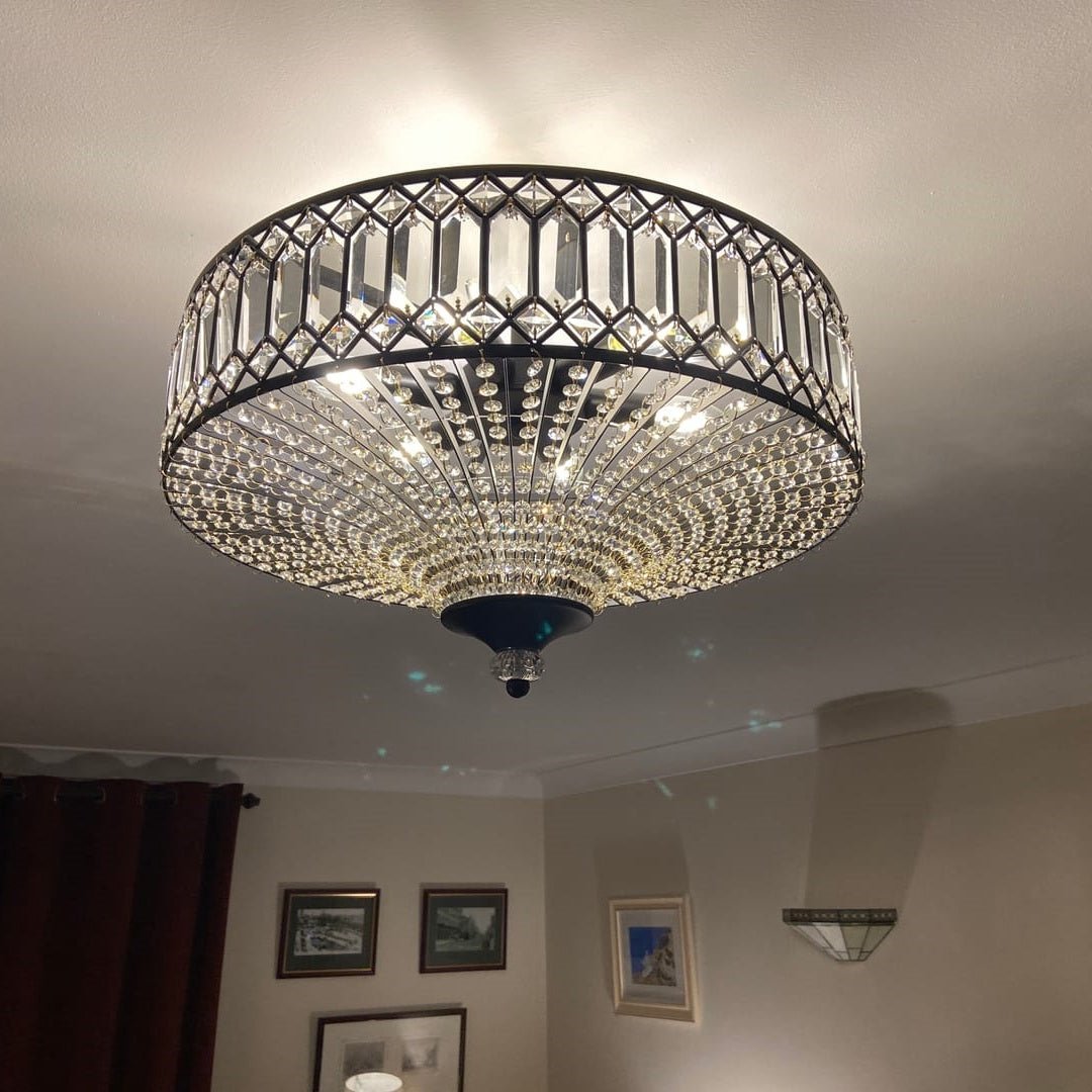 Cavara Flush Mount Ceiling Light | Carved Crystal, LED Drum Design 2