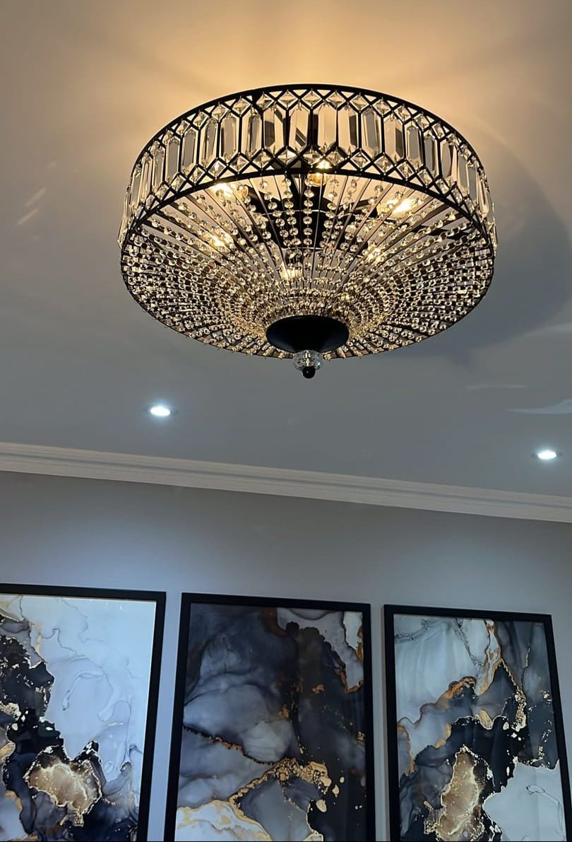 Cavara Flush Mount Ceiling Light | Carved Crystal, LED Drum Design 4