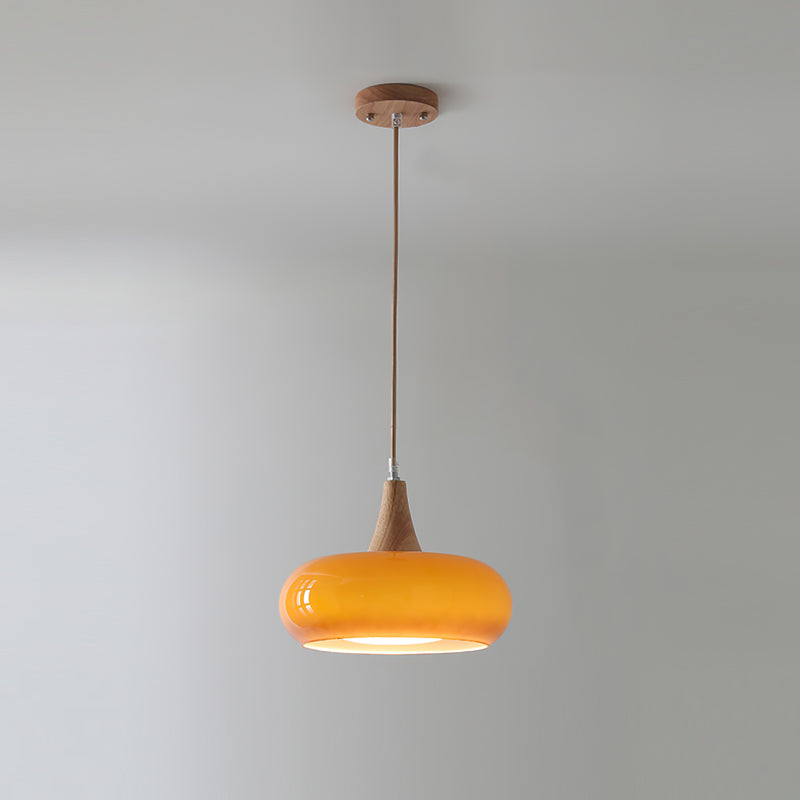 Chara Pendant Light | Amber Glass Shade, Modern Metal Accent for Kitchen Island Lighting 0
