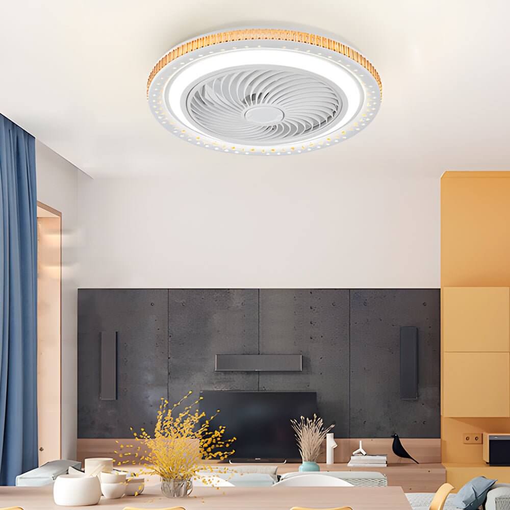 Cirrus Enclosed Bladeless Ceiling Fan with LED-Home & Garden > Lighting > Ceiling Fans-Laren Fete-BROWN-Laren Fete