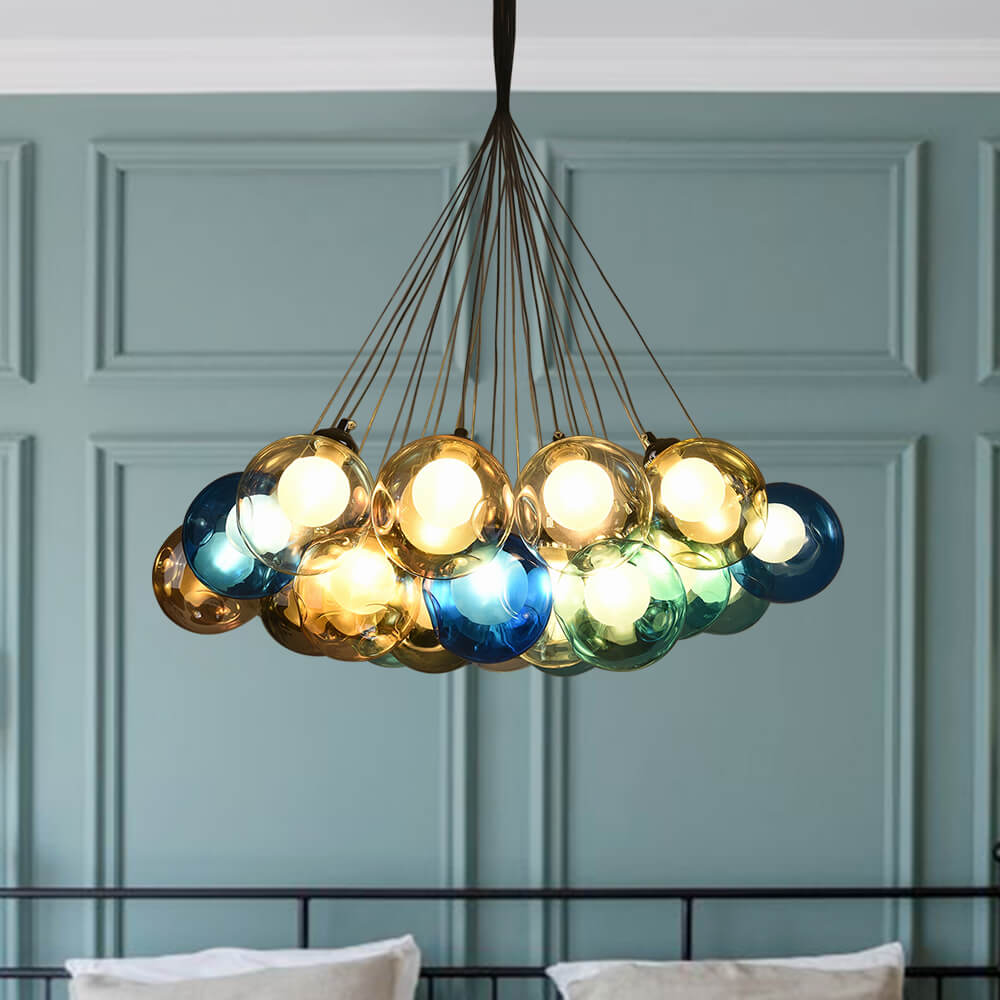 Clara Glass Pendant Light | Multi-Color Shades, Adjustable Height 9