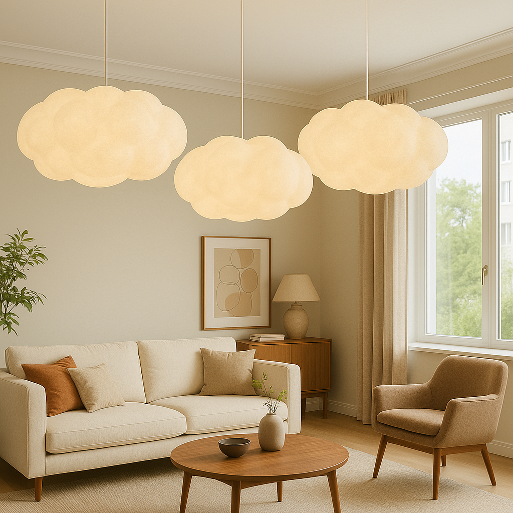 Cloudy Pendant Light | Adjustable Height, Modern Design for Kitchen Pendant Lighting-Lighting-Laren Fete-60cm x 30cm / 23.62" × 11.81"-Laren Fete