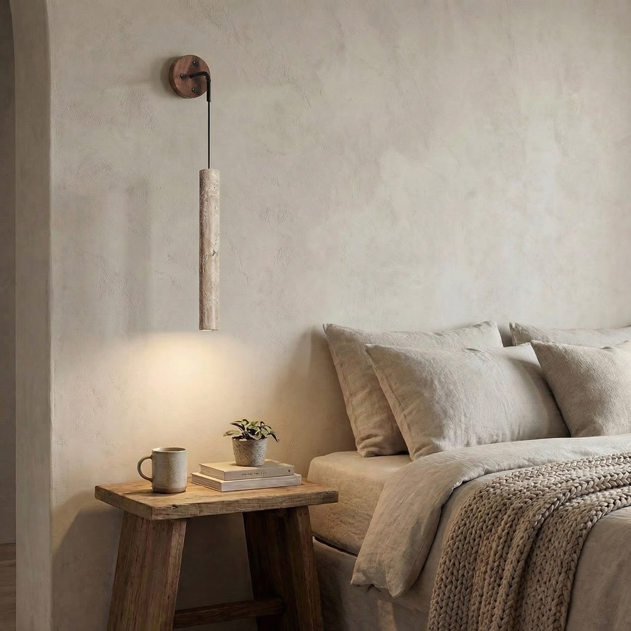 Colonna Travertine Tube Wall Light-Home & Garden > Lighting > Wall Lights & Sconces-Laren Fete-Yellow-Laren Fete