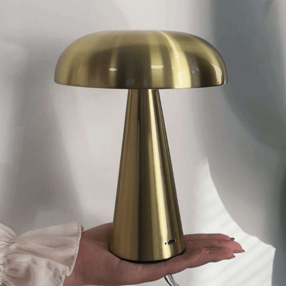 Copa Cordless Mushroom Table Lamp-Home & Garden > Lighting > Table Lamps-Laren Fete-Gold-Laren Fete