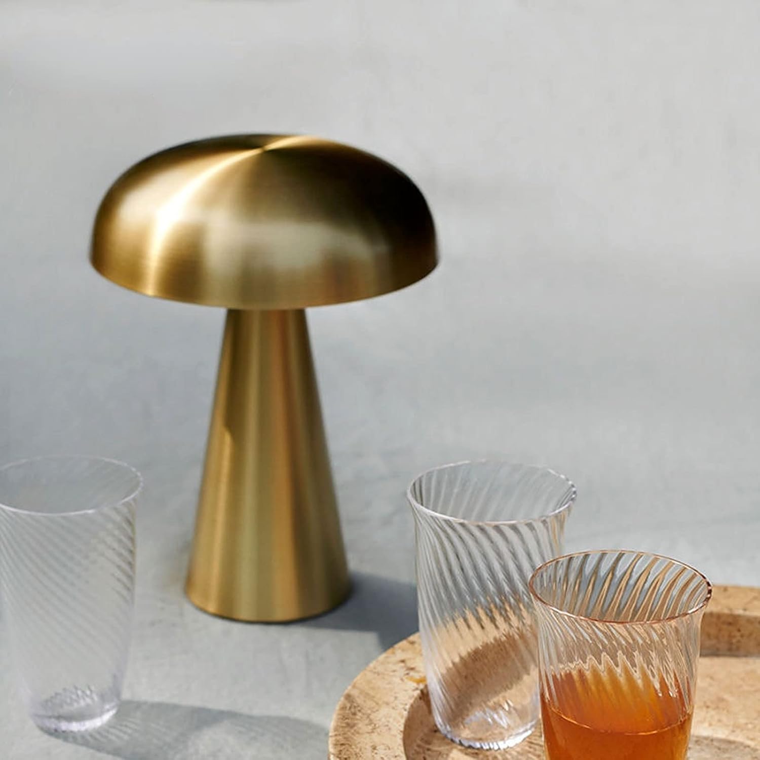 Copa Cordless Mushroom Table Lamp-Home & Garden > Lighting > Table Lamps-Laren Fete-Gold-Laren Fete