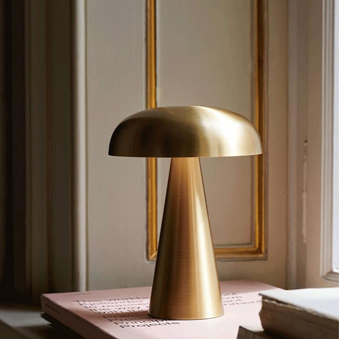 Copa Cordless Mushroom Table Lamp-Home & Garden > Lighting > Table Lamps-Laren Fete-Gold-Laren Fete