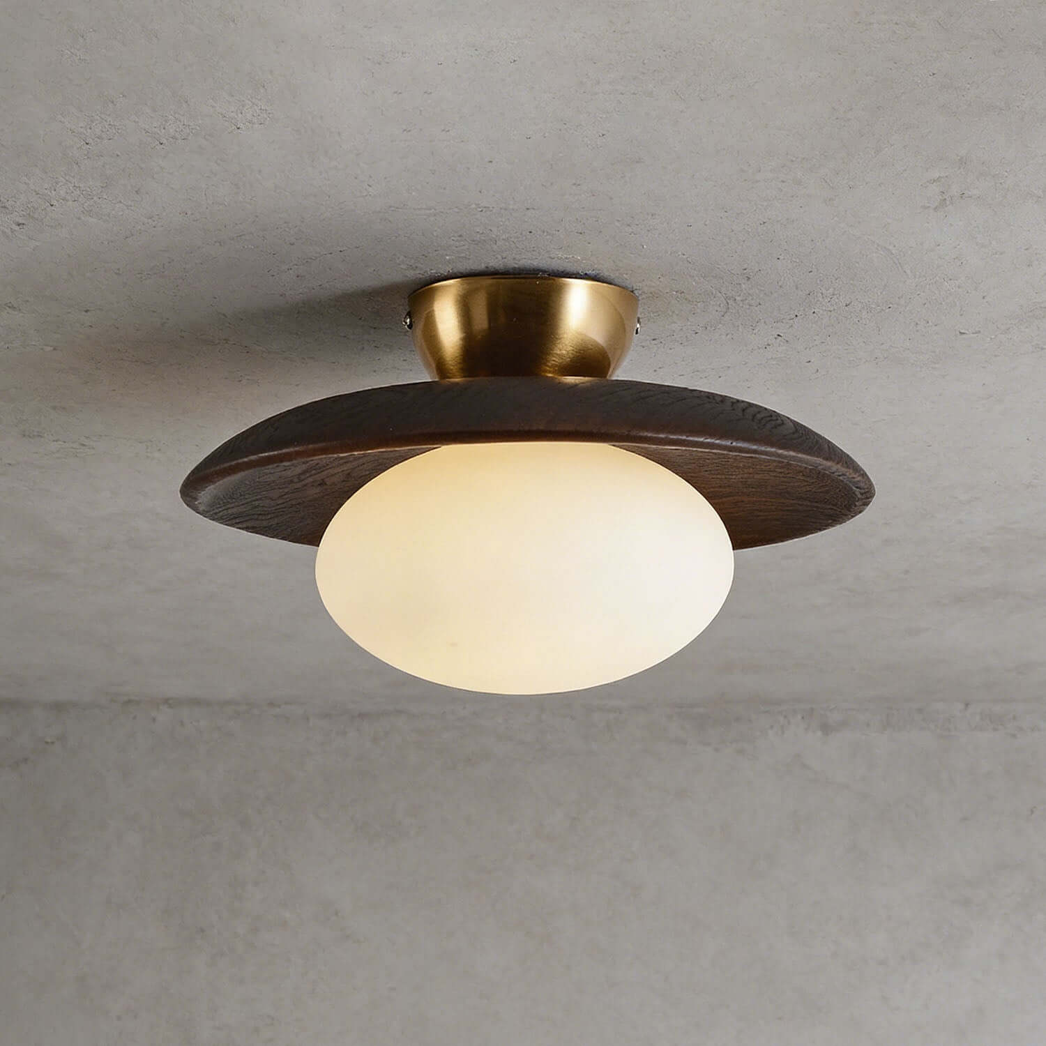 Derava Rattan Flush Mount Ceiling Light-Home & Garden > Lighting > Ceiling Lights-Laren Fete-∅28cm × H15cm (∅11″ × H5.9″)-Brown & White-Laren Fete