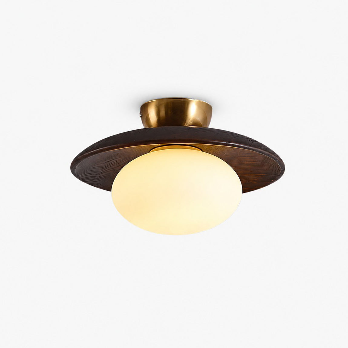 Derava Rattan Flush Mount Ceiling Light-Home & Garden > Lighting > Ceiling Lights-Laren Fete-∅28cm × H15cm (∅11″ × H5.9″)-Brown & White-Laren Fete