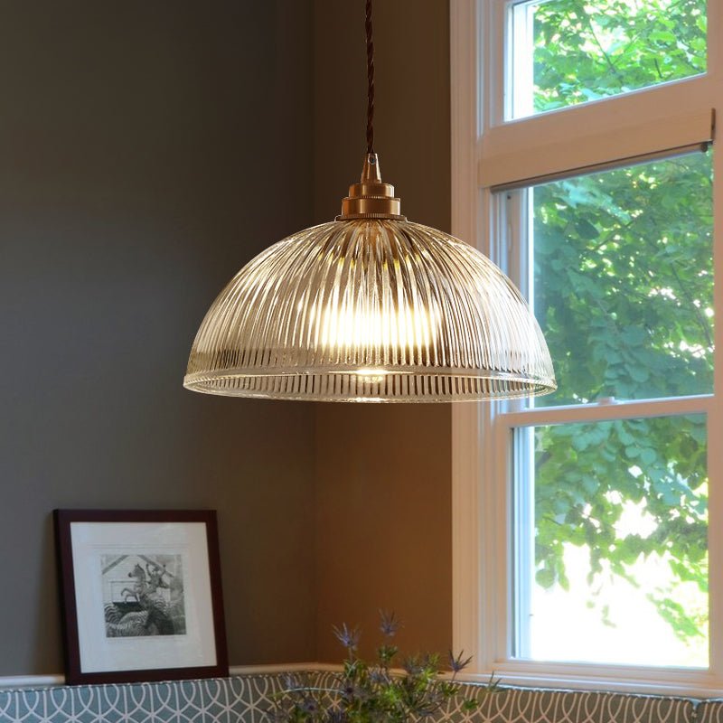 Dôme Ribbed Glass Pendant Light-Home & Garden > Lighting > Pendant Lights-Laren Fete-Small-Clear-Laren Fete