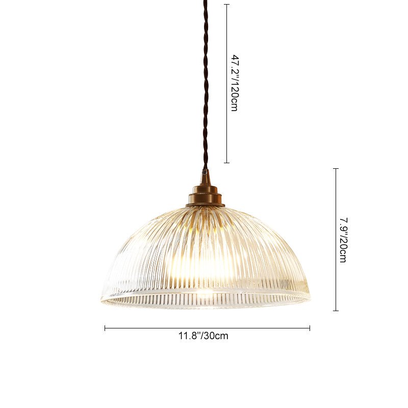 Dôme Ribbed Glass Pendant Light-Home & Garden > Lighting > Pendant Lights-Laren Fete-Small-Clear-Laren Fete