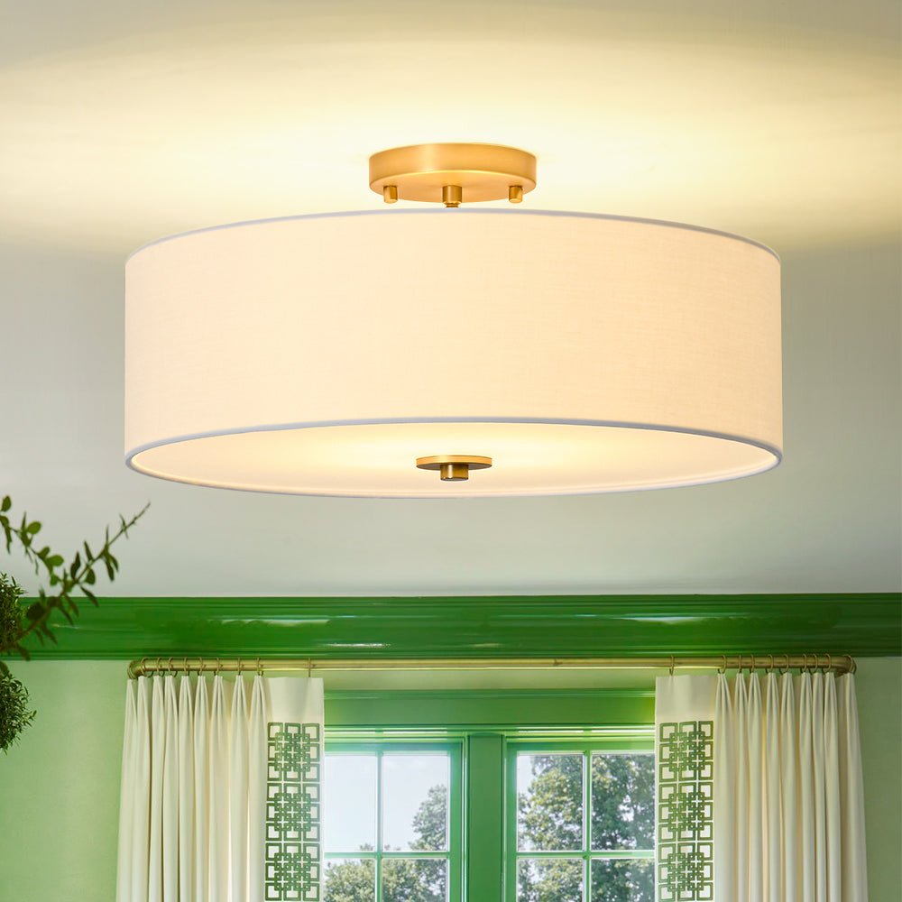 Eden Linen Drum Flush Mount-Home & Garden > Lighting > Ceiling Lights-Laren Fete-1-Tier-Laren Fete