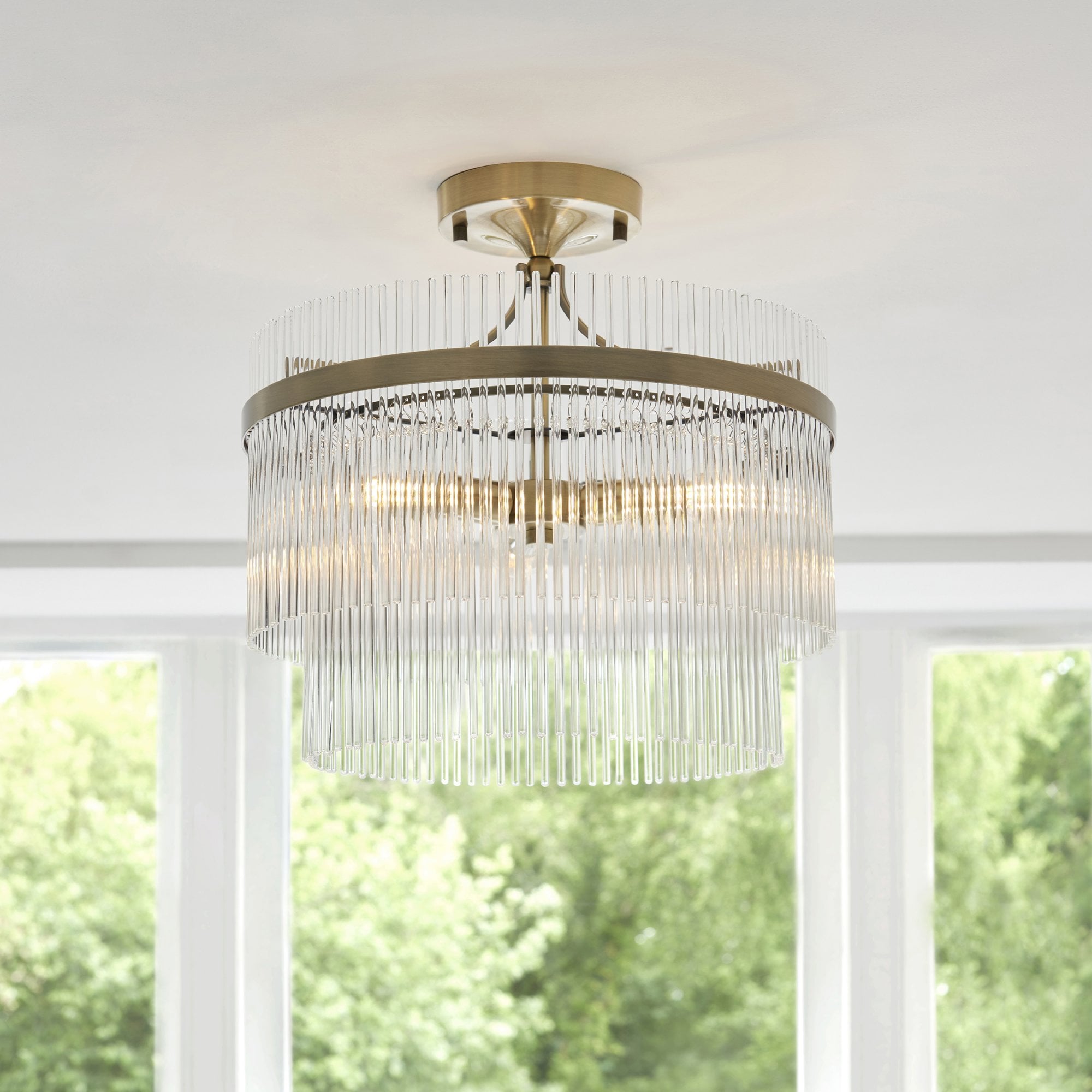 Elysian Flush Mount Ceiling Light | Antique Brass, Clear Glass, Dimmable 1