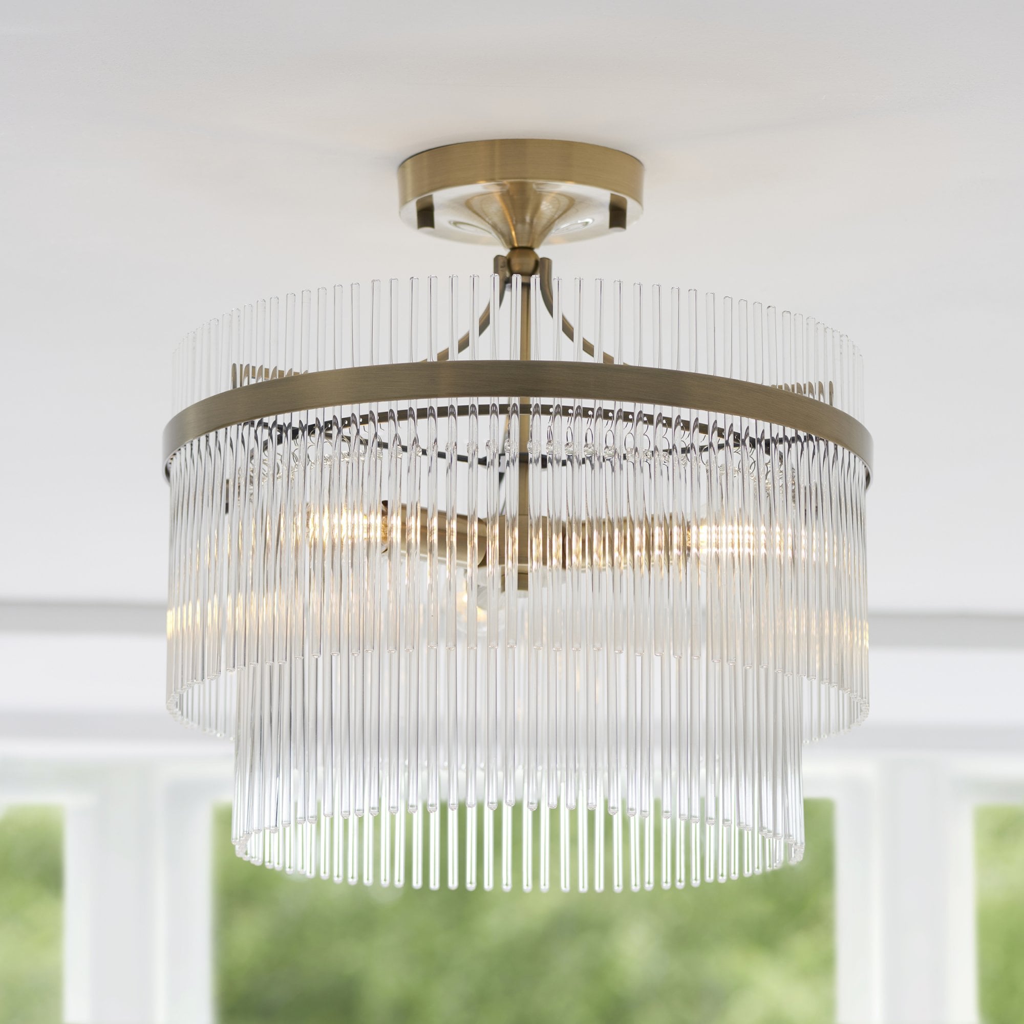 Elysian Flush Mount Ceiling Light | Antique Brass, Clear Glass, Dimmable 2