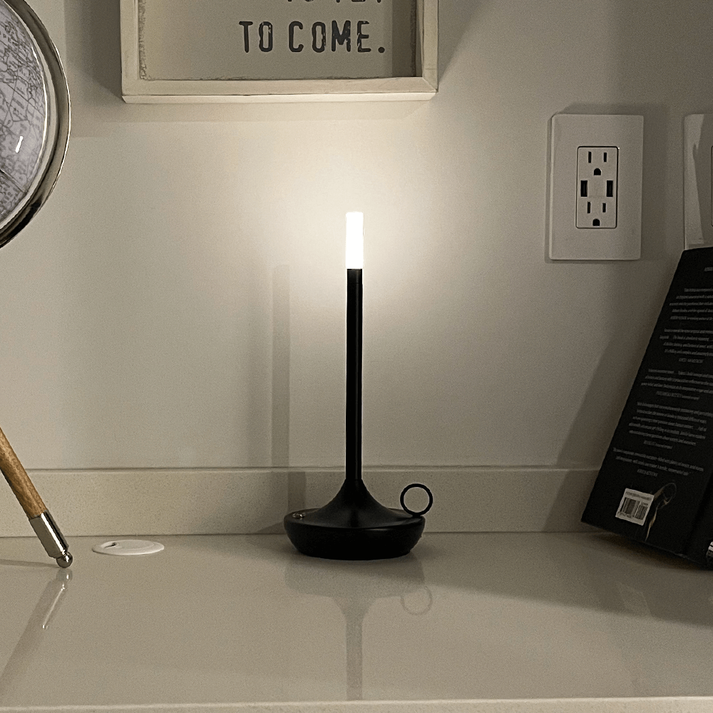 Flambeau Cordless Wick Table Lamp-Home & Garden > Lighting > Table Lamps-Laren Fete-Black-Laren Fete