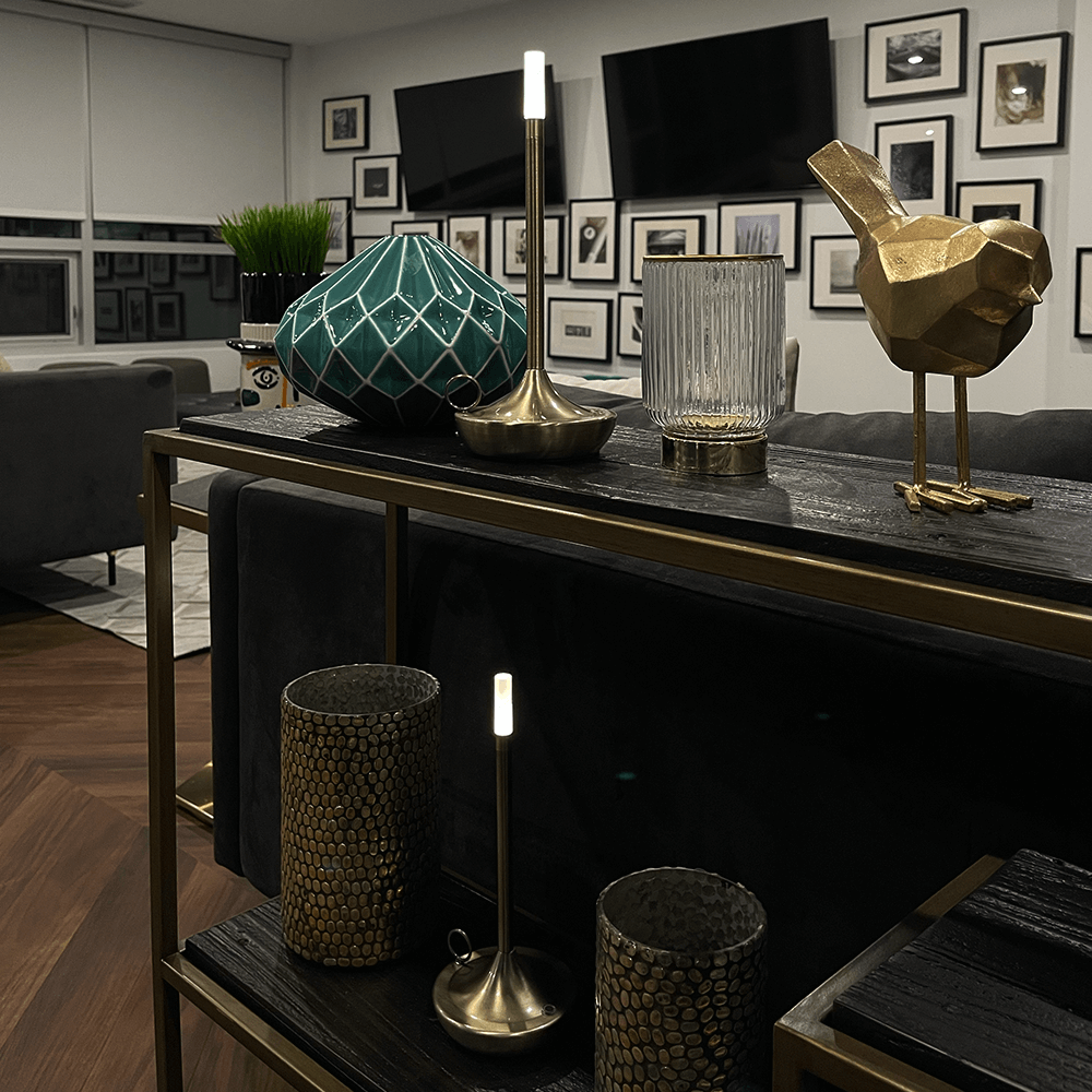 Flambeau Cordless Wick Table Lamp-Home & Garden > Lighting > Table Lamps-Laren Fete-Gold-Laren Fete