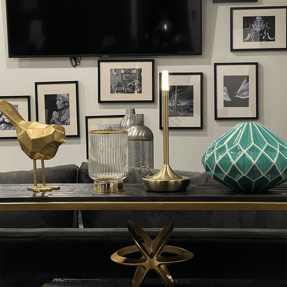 Flambeau Cordless Wick Table Lamp-Home & Garden > Lighting > Table Lamps-Laren Fete-Gold-Laren Fete