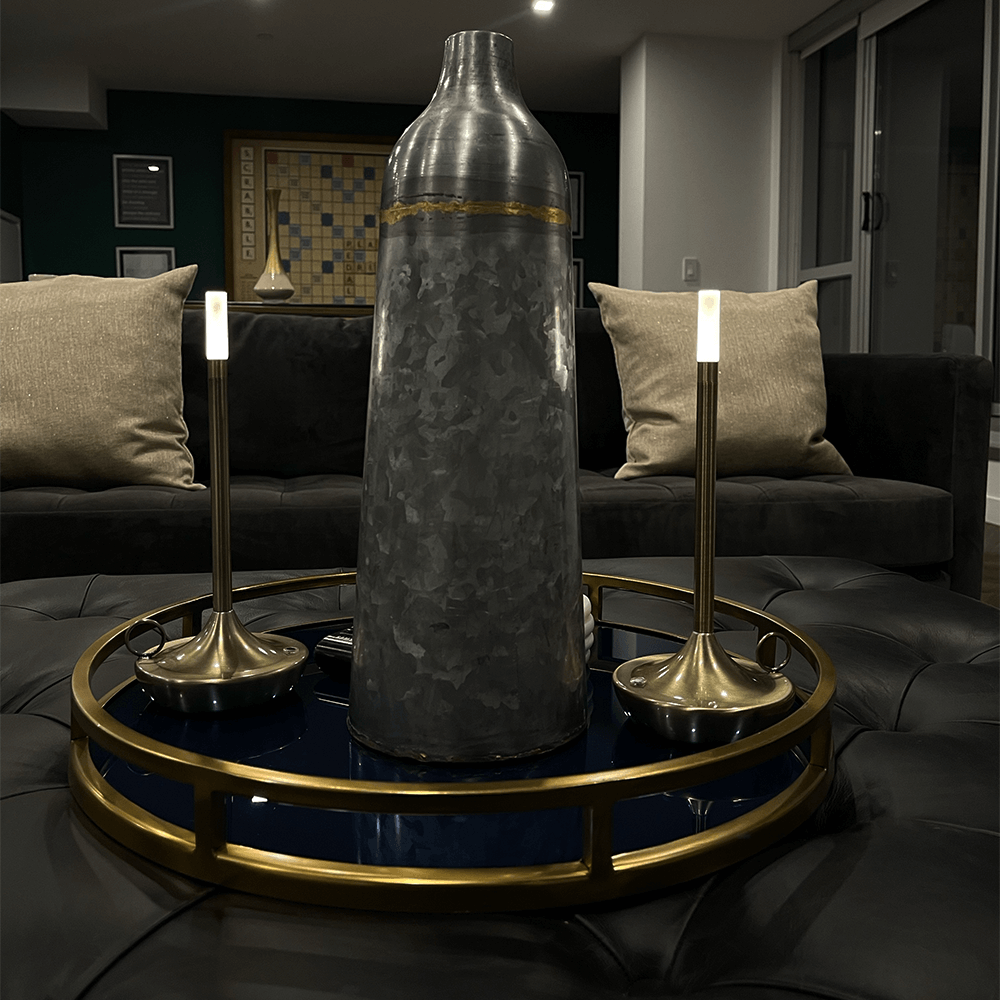 Flambeau Cordless Wick Table Lamp-Home & Garden > Lighting > Table Lamps-Laren Fete-Gold-Laren Fete