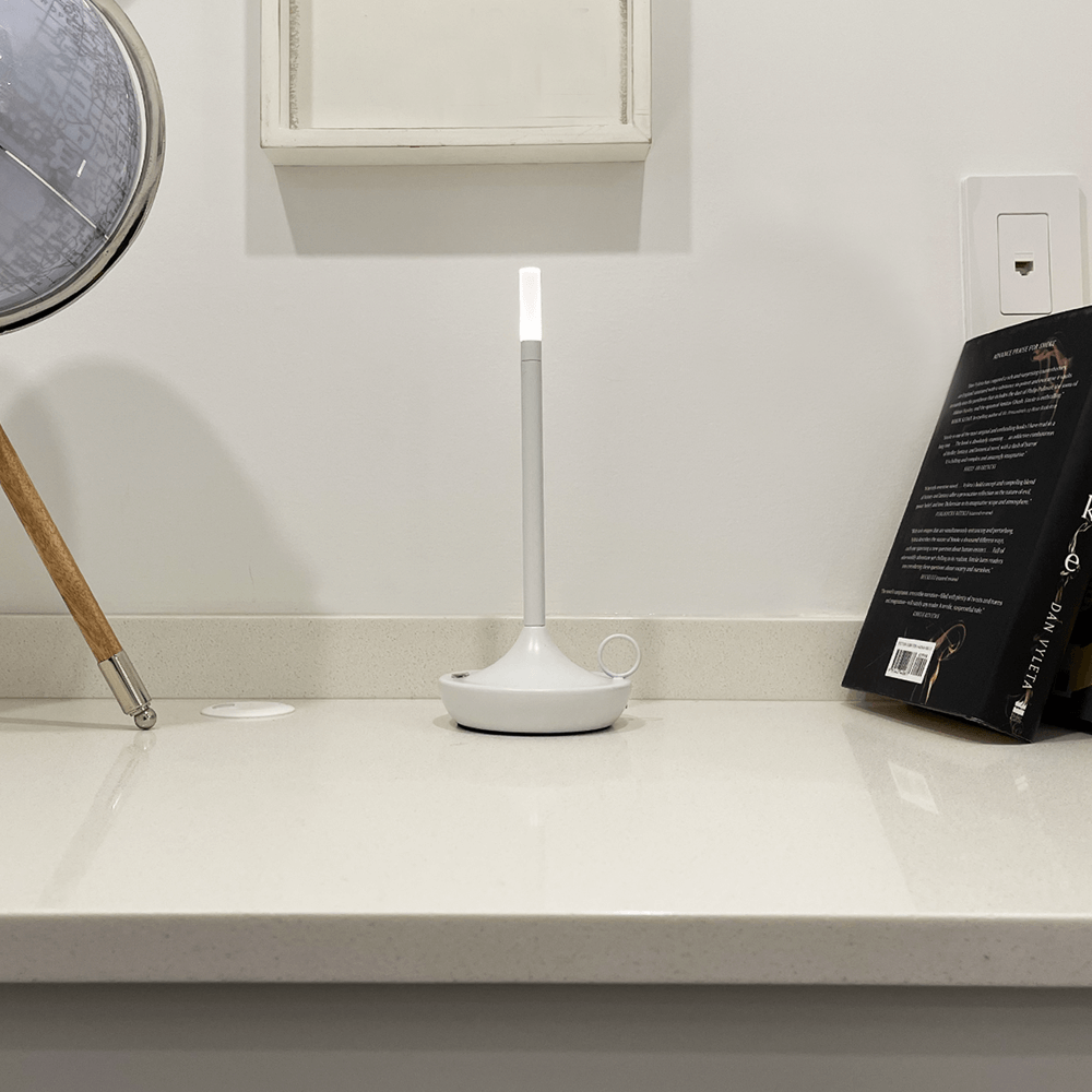 Flambeau Cordless Wick Table Lamp-Home & Garden > Lighting > Table Lamps-Laren Fete-White-Laren Fete