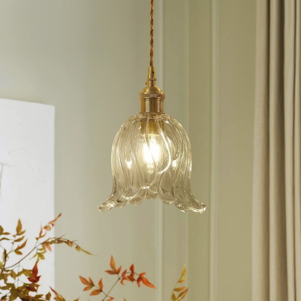 Flora Striped Glass Flower Pendant Light-Home & Garden > Lighting > Pendant Lights-Laren Fete-Clear-C-Laren Fete