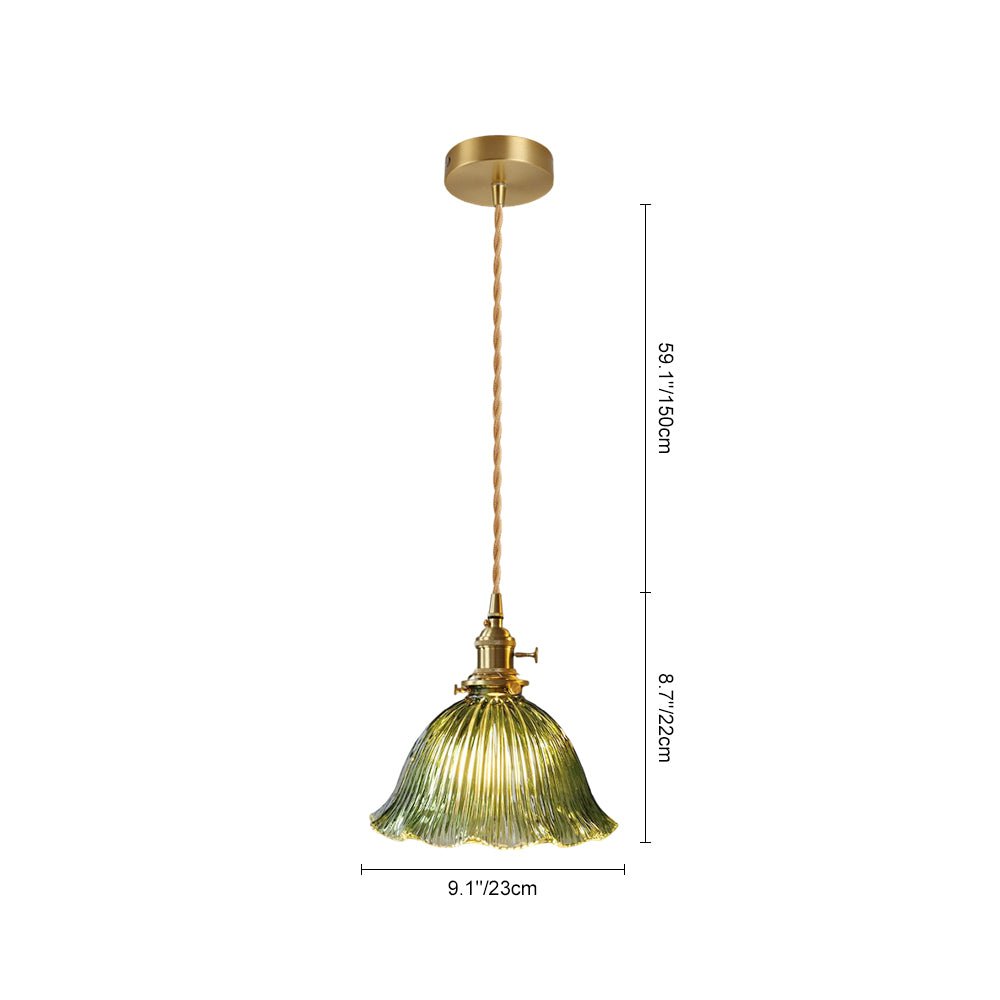 Flora Striped Glass Flower Pendant Light-Home & Garden > Lighting > Pendant Lights-Laren Fete-Green-A-Laren Fete