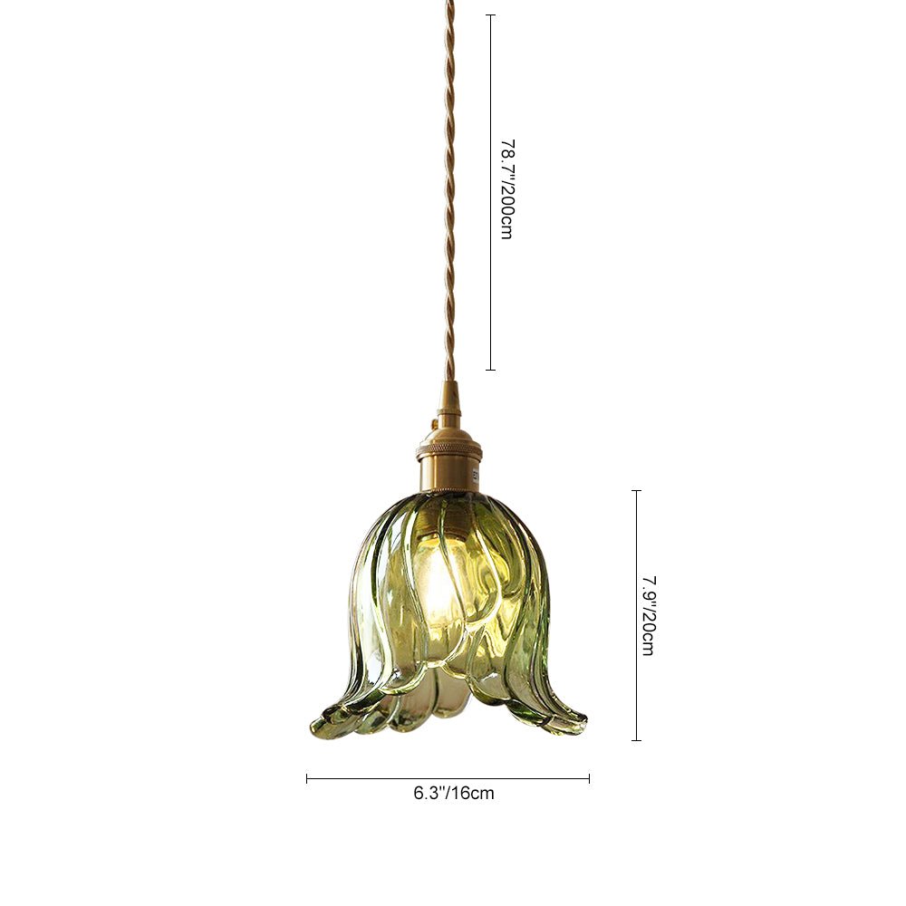 Flora Striped Glass Flower Pendant Light-Home & Garden > Lighting > Pendant Lights-Laren Fete-Green-A-Laren Fete