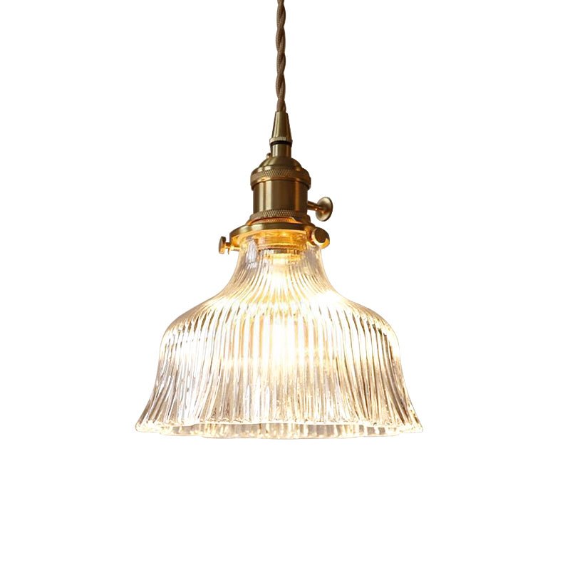 Flora Striped Glass Flower Pendant Light-Home & Garden > Lighting > Pendant Lights-Laren Fete-Green-A-Laren Fete