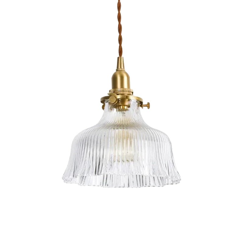 Flora Striped Glass Flower Pendant Light-Home & Garden > Lighting > Pendant Lights-Laren Fete-Green-A-Laren Fete