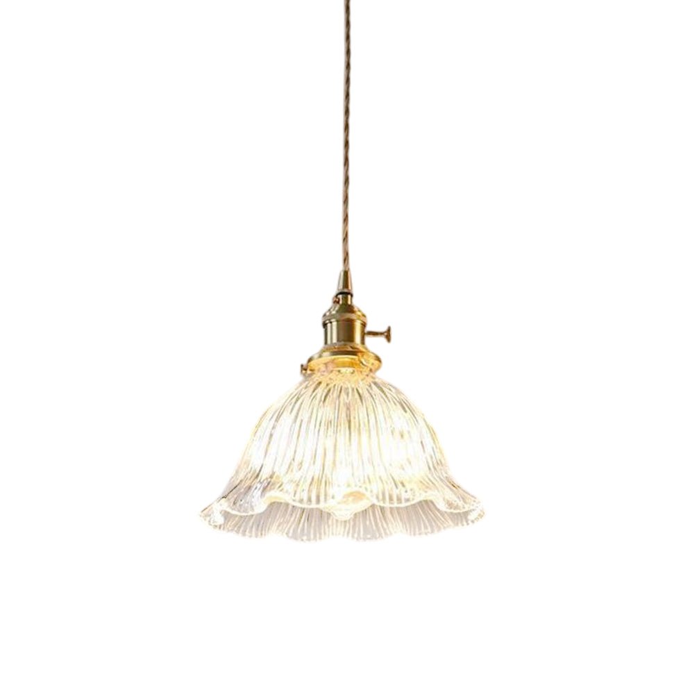 Flora Striped Glass Flower Pendant Light-Home & Garden > Lighting > Pendant Lights-Laren Fete-Green-A-Laren Fete