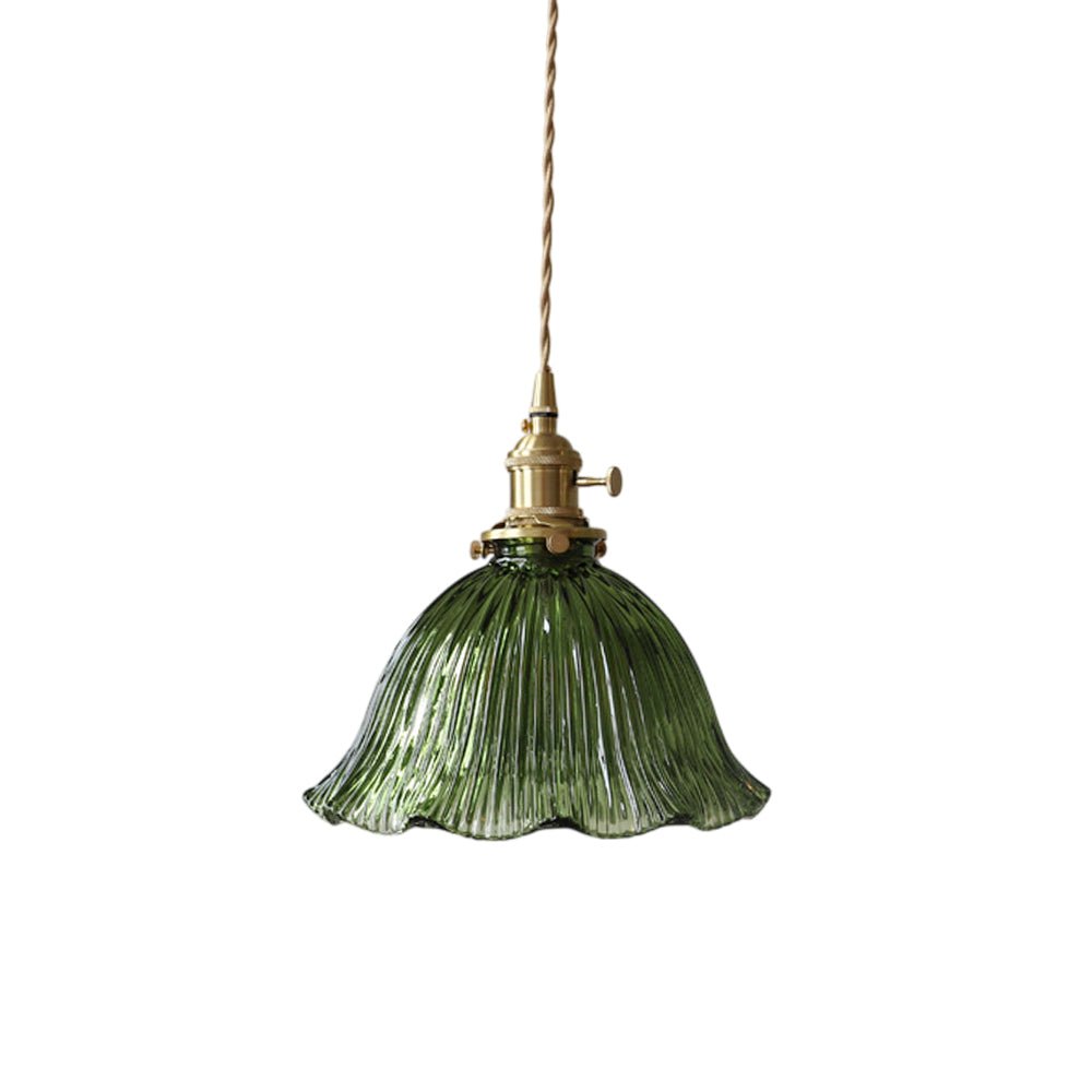 Flora Striped Glass Flower Pendant Light-Home & Garden > Lighting > Pendant Lights-Laren Fete-Green-A-Laren Fete