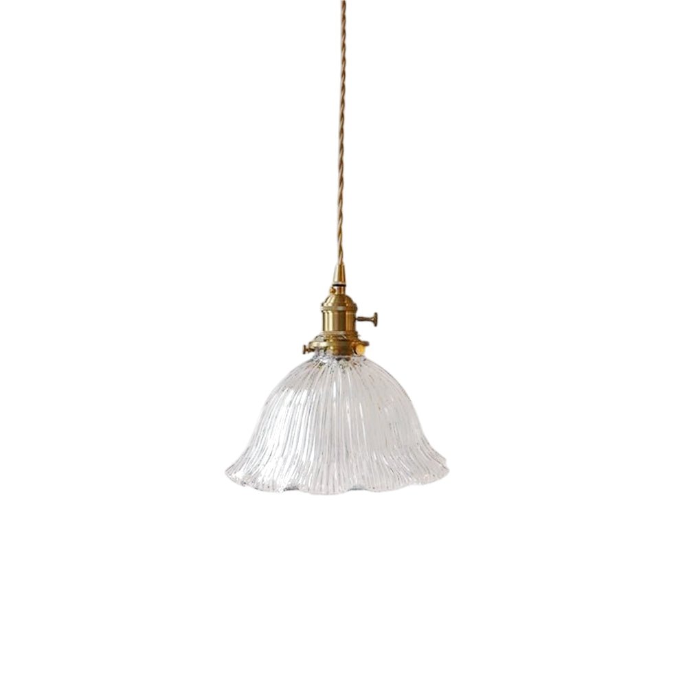 Flora Striped Glass Flower Pendant Light-Home & Garden > Lighting > Pendant Lights-Laren Fete-Green-A-Laren Fete