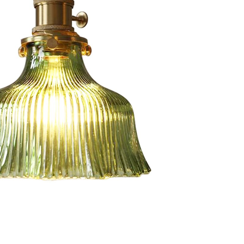 Flora Striped Glass Flower Pendant Light-Home & Garden > Lighting > Pendant Lights-Laren Fete-Green-A-Laren Fete