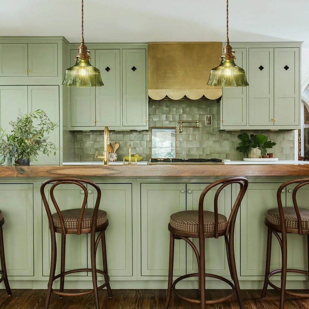 Flora Striped Glass Flower Pendant Light-Home & Garden > Lighting > Pendant Lights-Laren Fete-Green-A-Laren Fete
