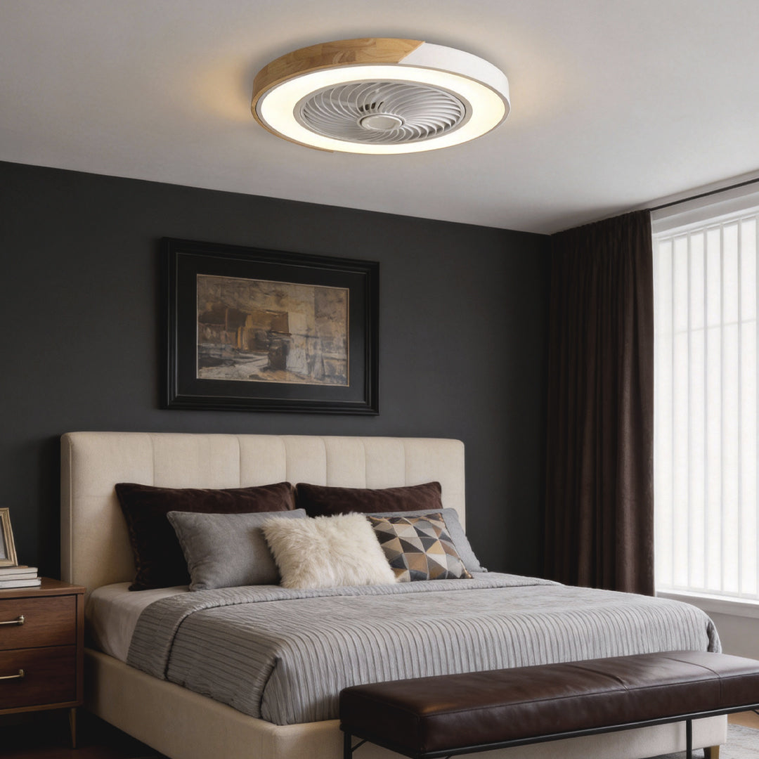Forma Dimmable Bladeless Ceiling Fan – Round & Square-Home & Garden > Lighting > Ceiling Fans-Laren Fete-Gray-Round-Forward-Laren Fete